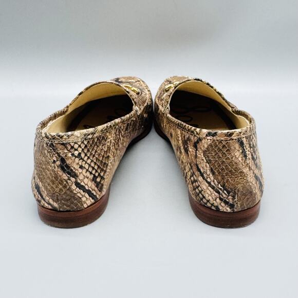 Sam Edelman Shoes Women 7 Brown Leather Loraine Horsebit Loafer Snake Print Flat - Picture 8 of 13